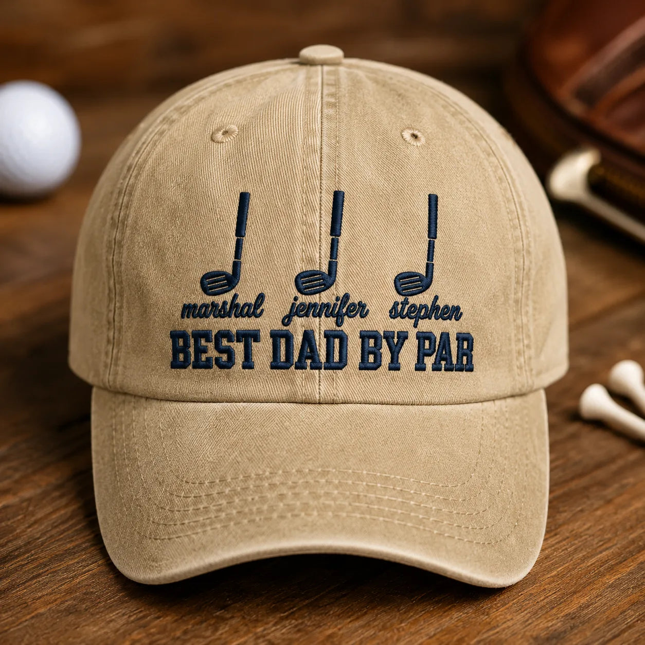 Best Dad By Par Birthday Washed Cap - washed cap - front view
