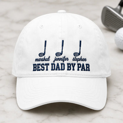 Best Dad By Par Birthday Washed Cap - washed cap - side view