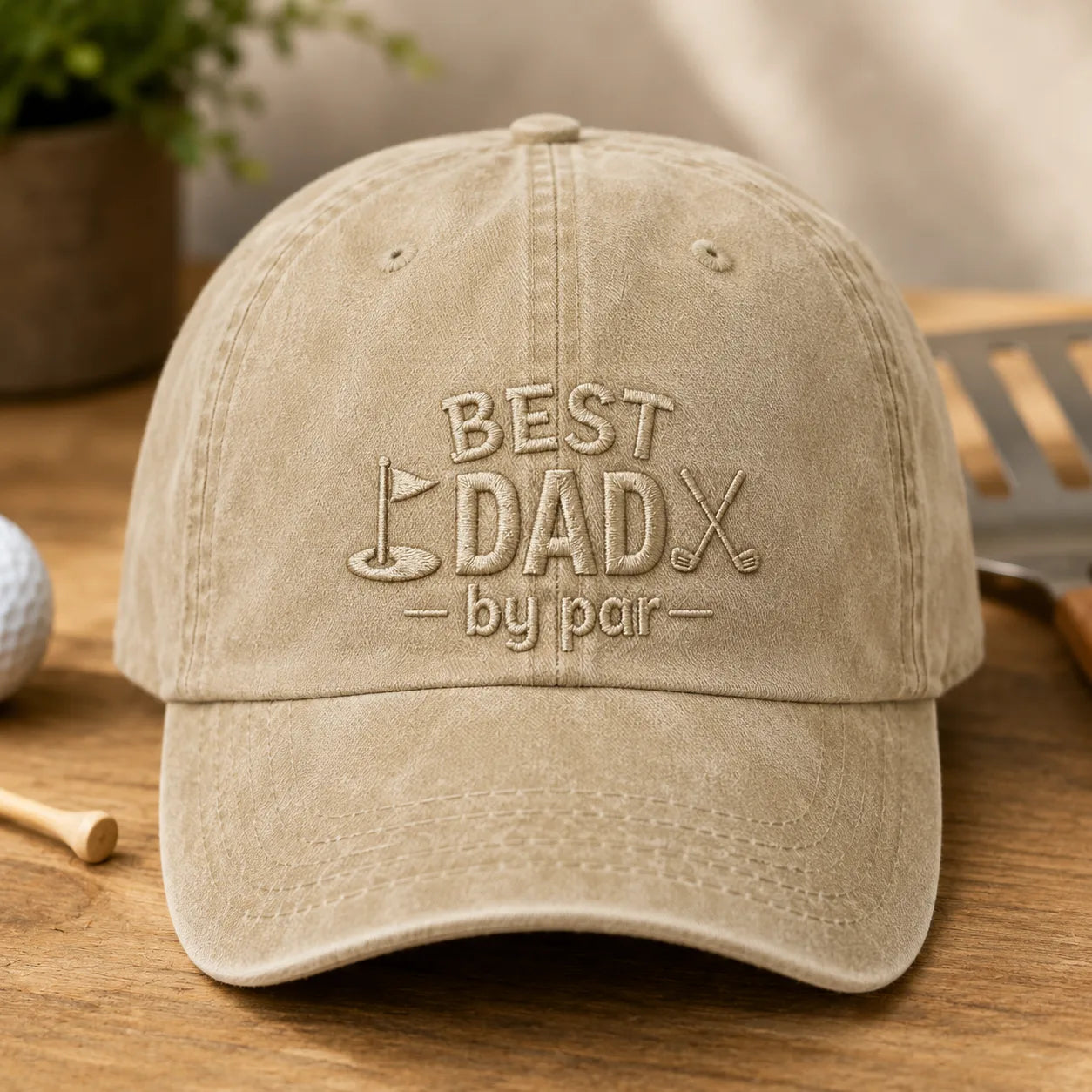 Best Dad by Par Birthday Washed Cap - washed cap - side view