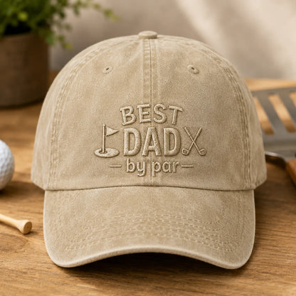 Best Dad by Par Birthday Washed Cap - washed cap - side view