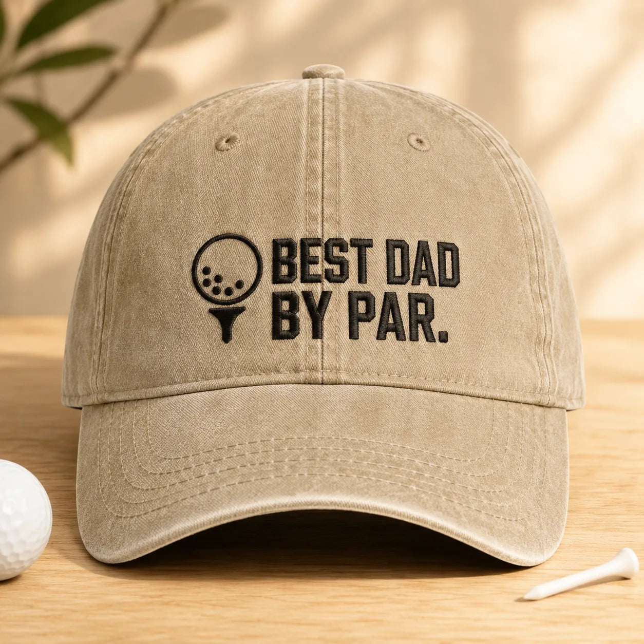 Best Dad By Par Blue Washed Cap - washed cap - side view