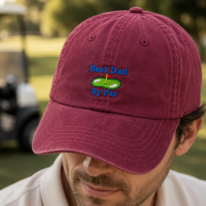 Best Dad By Par Christmas Washed Cap - washed cap - detail