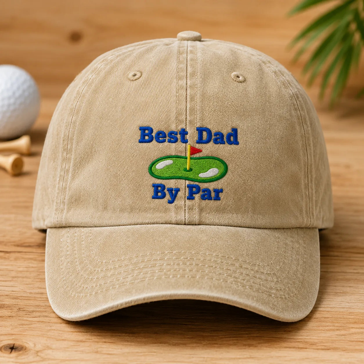 Best Dad By Par Christmas Washed Cap - washed cap - front view