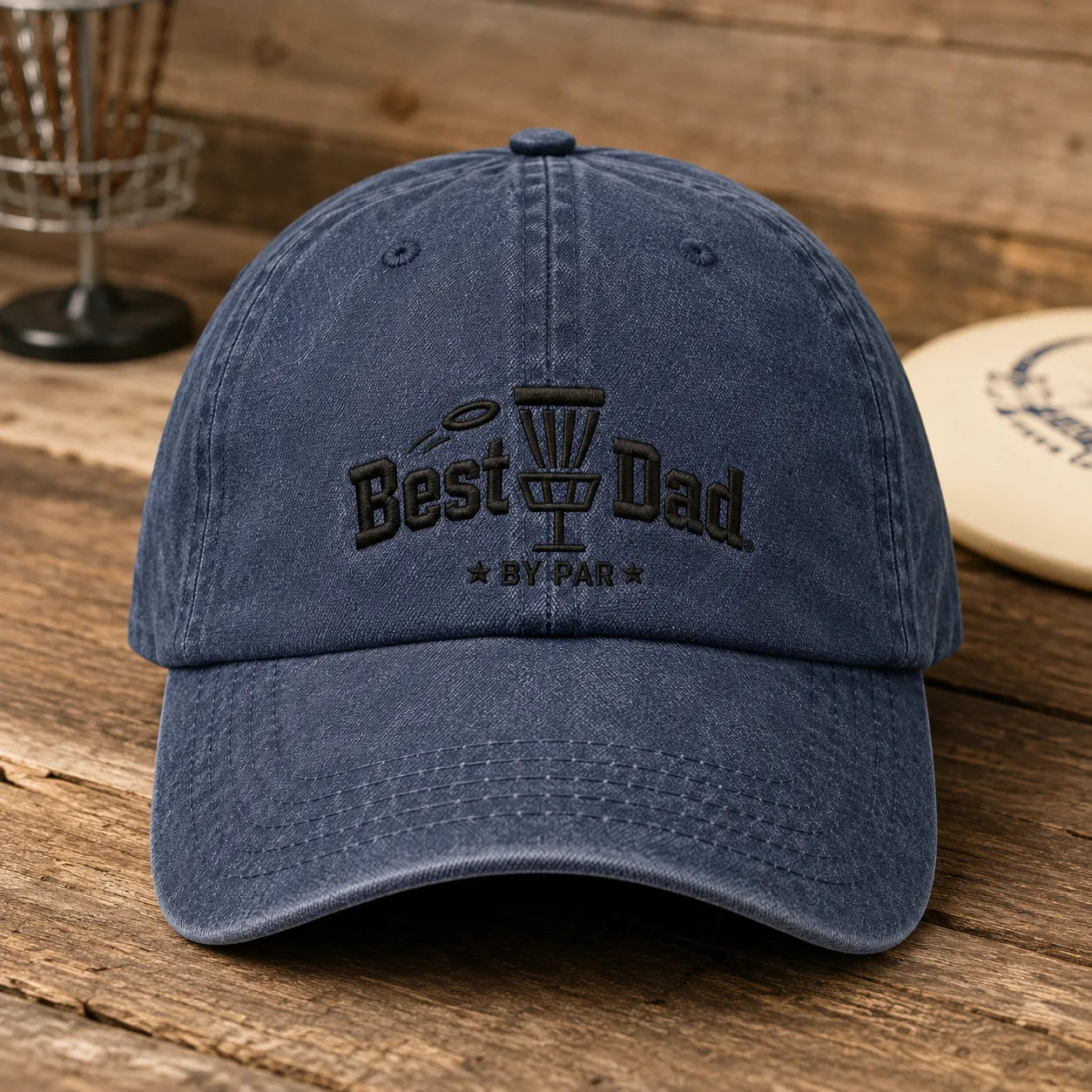 Best Dad By Par Disc Golf Hat - washed cap - side view