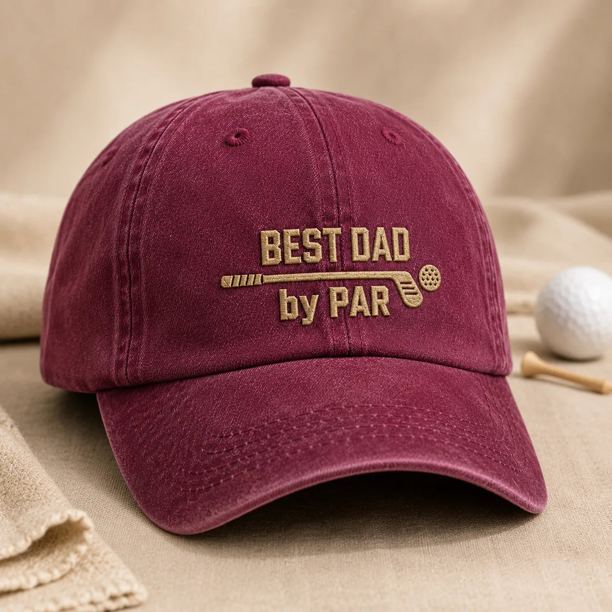 Best Dad by Par Embroidered Golf Father Washed Cap - washed cap - lifestyle