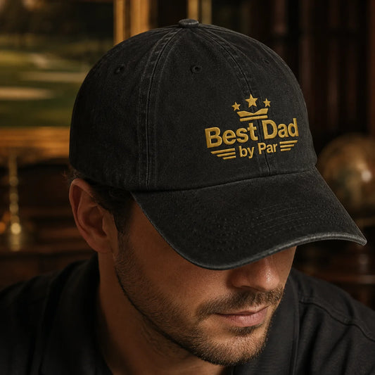 Best Dad by Par Embroidered Washed Cap - washed cap - front view