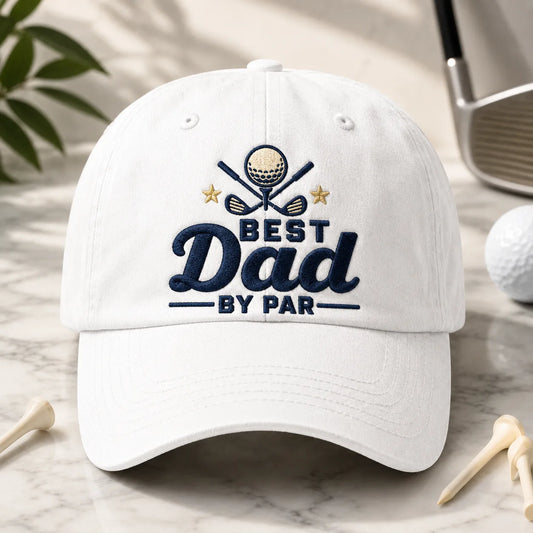 Best Dad By Par Fathers Day Golf Washed Cap - washed cap - front view