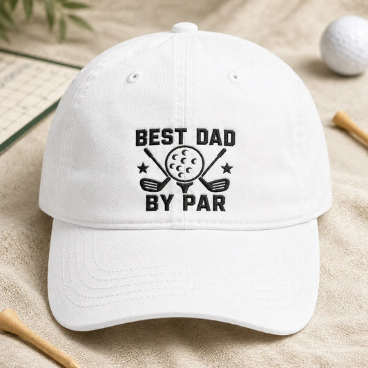 Best Dad By Par Funny Golf Washed Cap - washed cap - front view