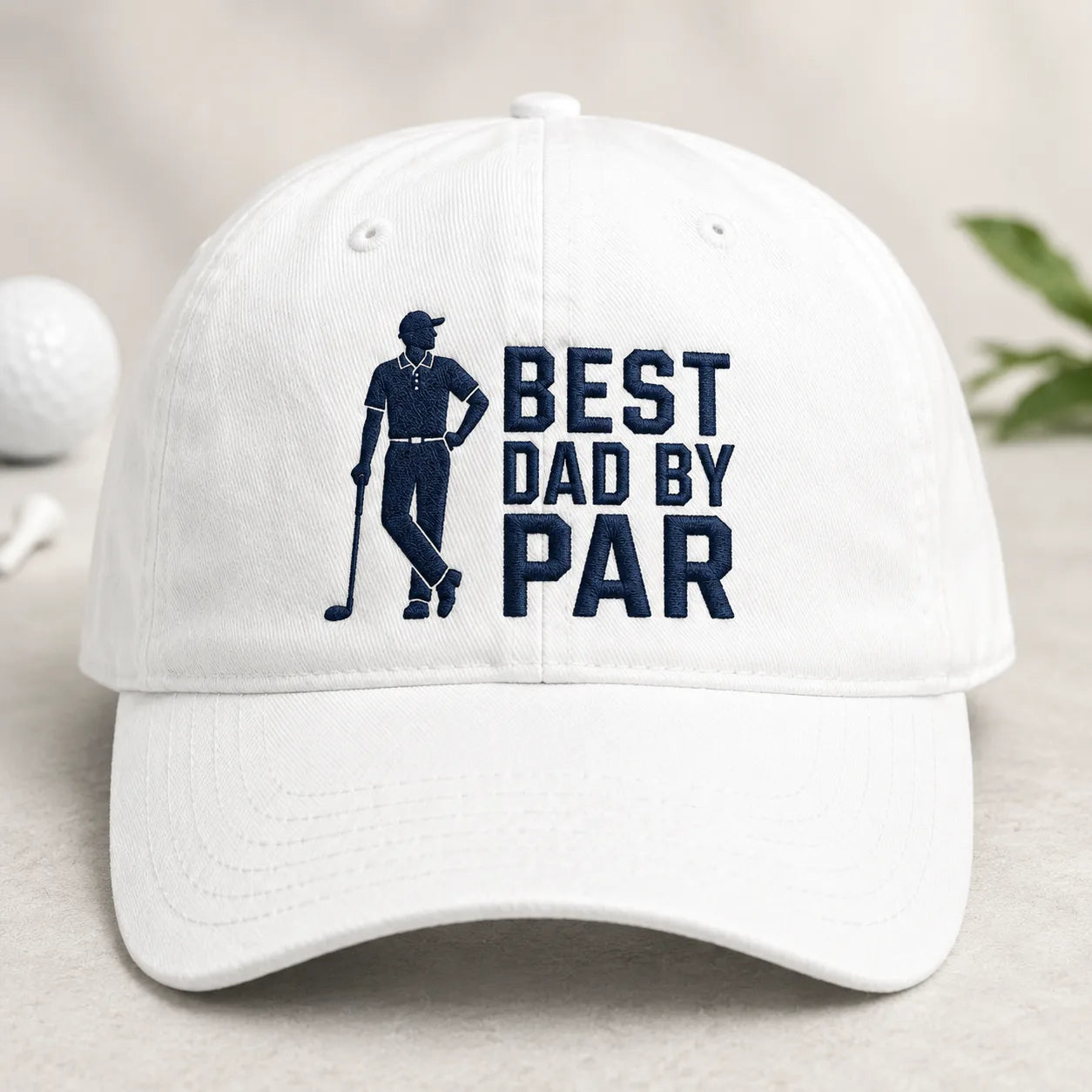 Best Dad By Par Funny Golfer Washed Cap - washed cap - front view