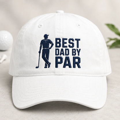 Best Dad By Par Funny Golfer Washed Cap - washed cap - front view