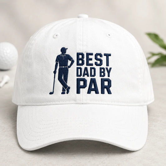 Best Dad By Par Funny Golfer Washed Cap - washed cap - front view