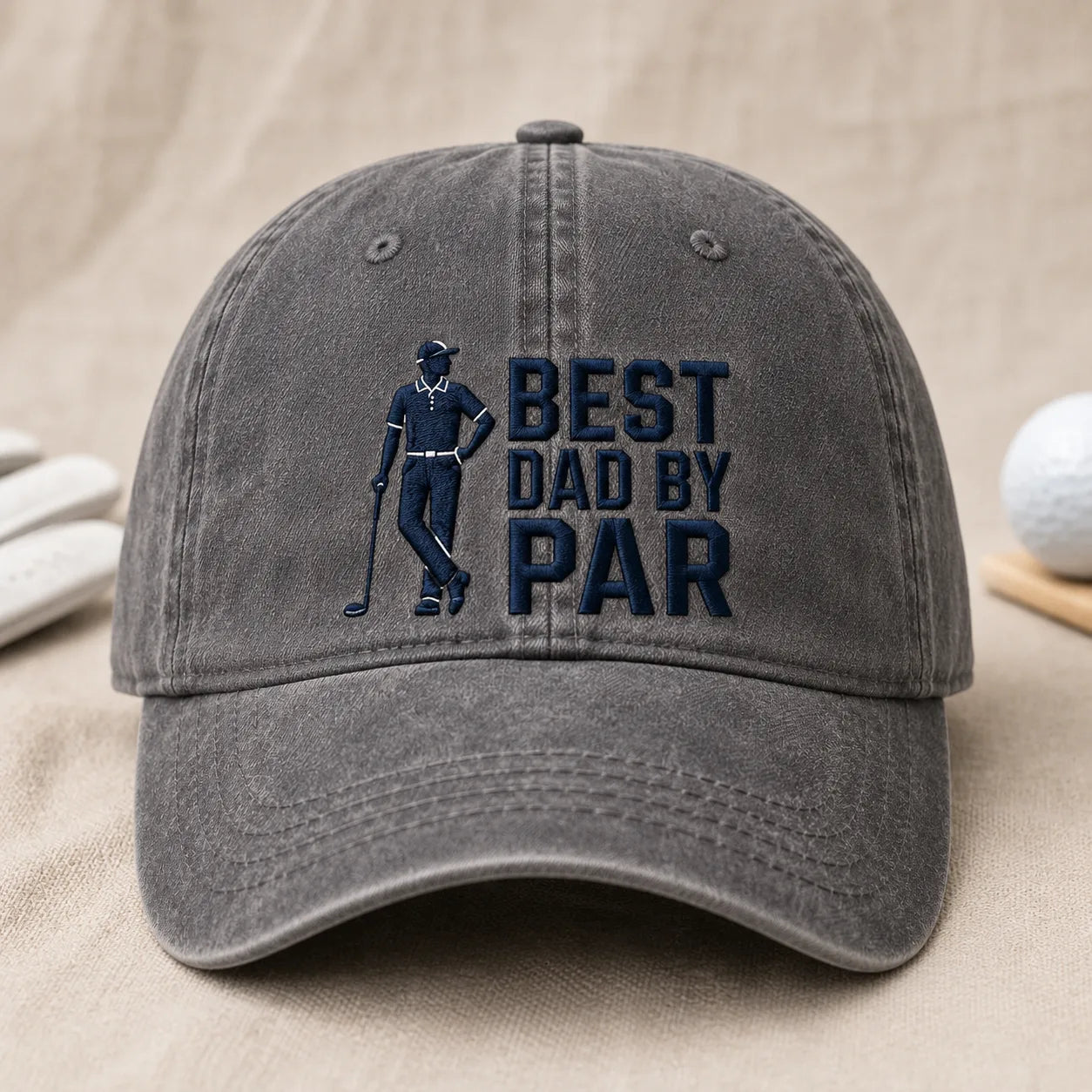 Best Dad By Par Funny Golfer Washed Cap - washed cap - lifestyle