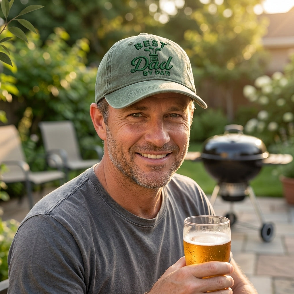 Best Dad By Par Golf Baseball Washed Cap - washed cap - front view