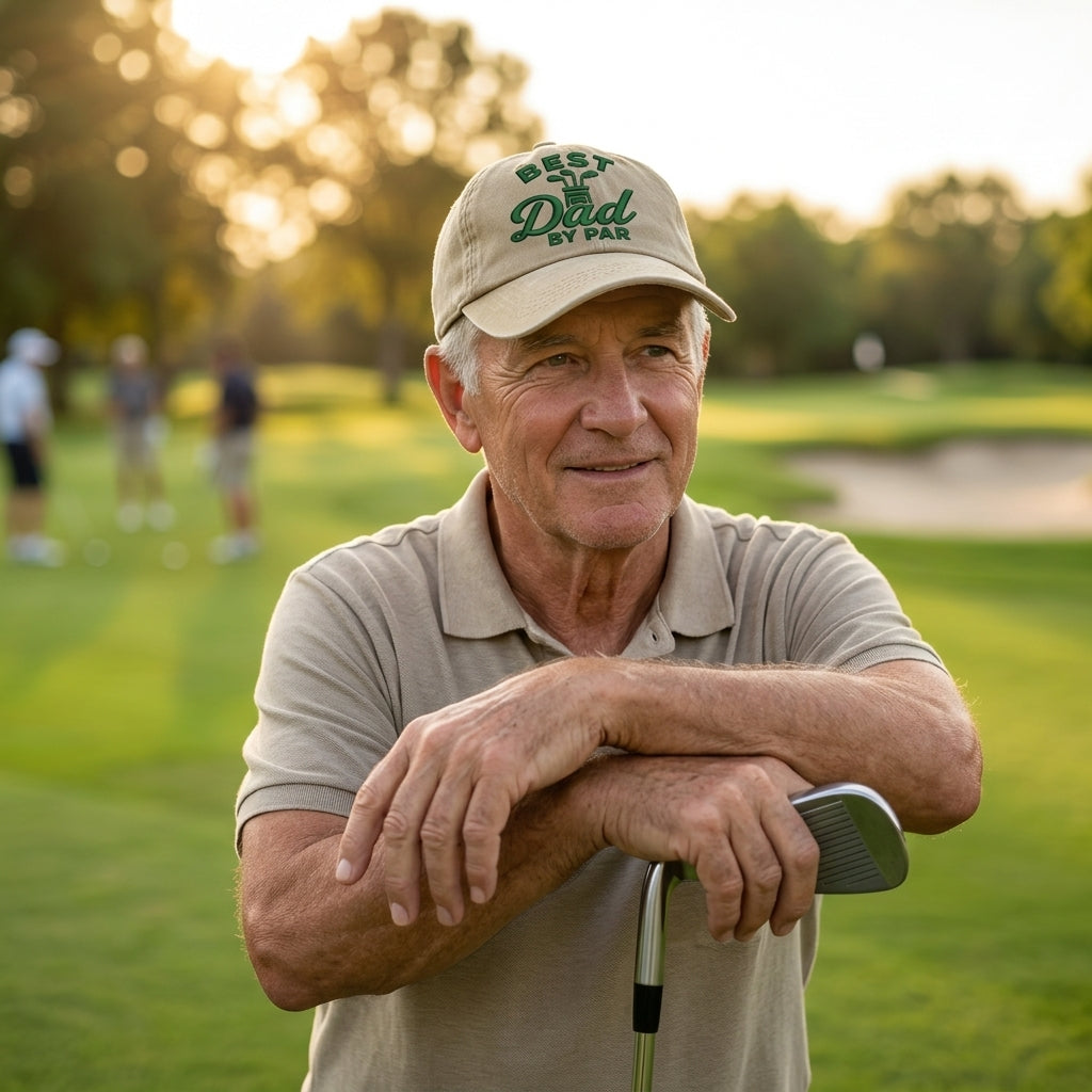 Best Dad By Par Golf Baseball Washed Cap - washed cap - front view