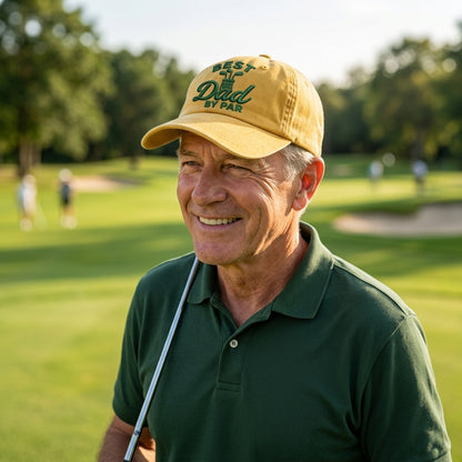 Best Dad By Par Golf Baseball Washed Cap - washed cap - front view