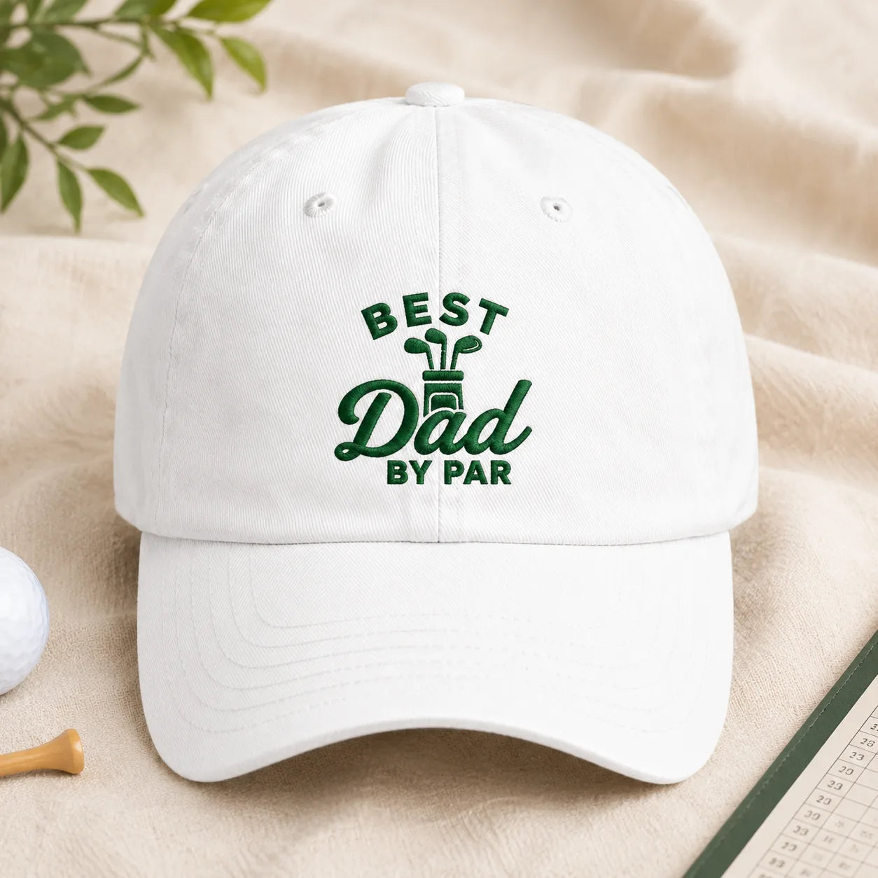 Best Dad By Par Golf Baseball Washed Cap - washed cap - front view