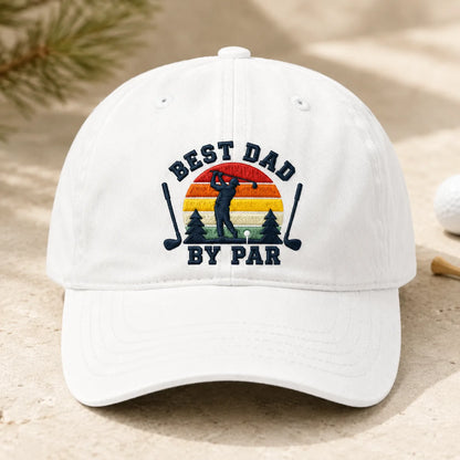 Best Dad By Par Golf Birthday Washed Cap - washed cap - front view