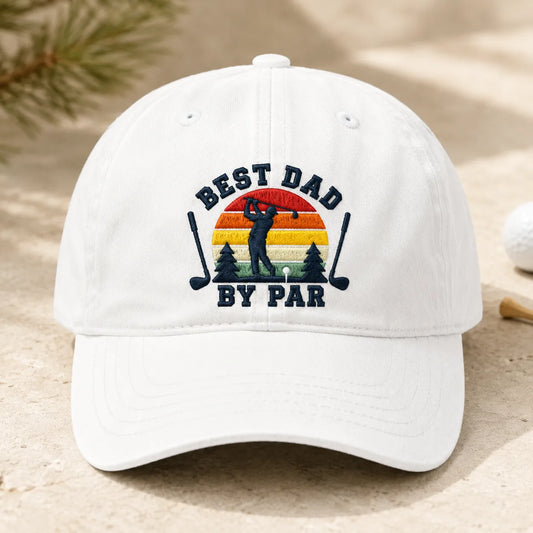 Best Dad By Par Golf Birthday Washed Cap - washed cap - front view