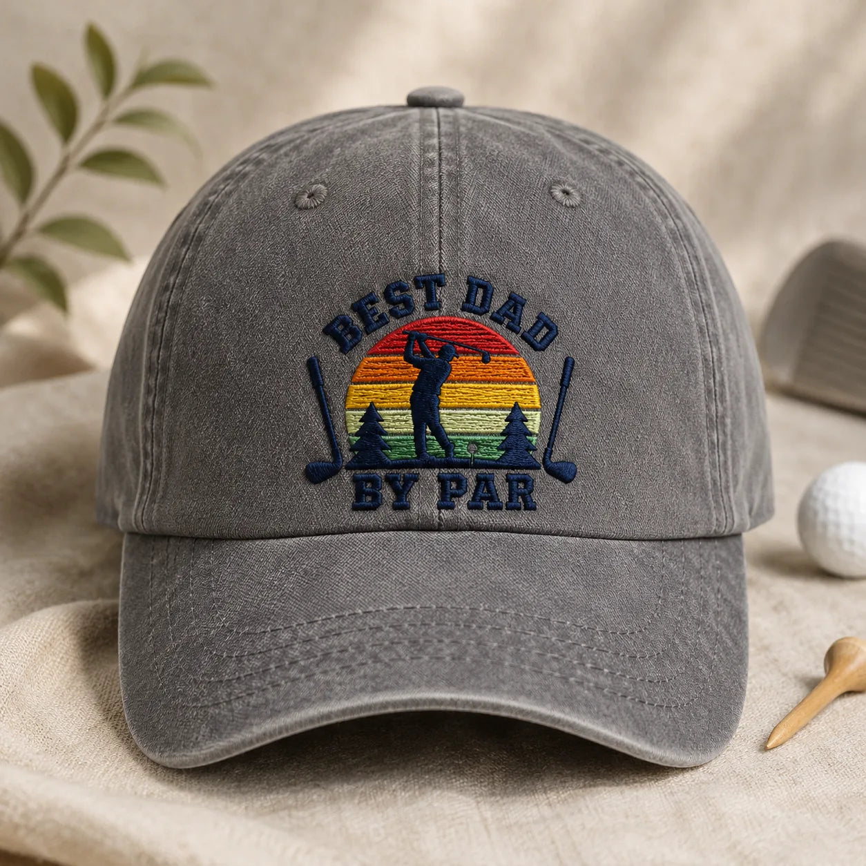 Best Dad By Par Golf Birthday Washed Cap - washed cap - lifestyle