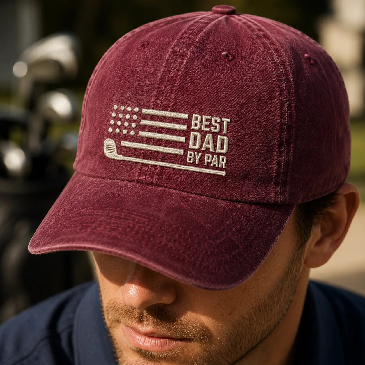Best Dad By Par Golf Casual Washed Cap - washed cap - detail