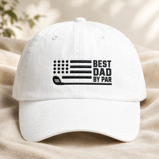 Best Dad By Par Golf Casual Washed Cap - washed cap - front view