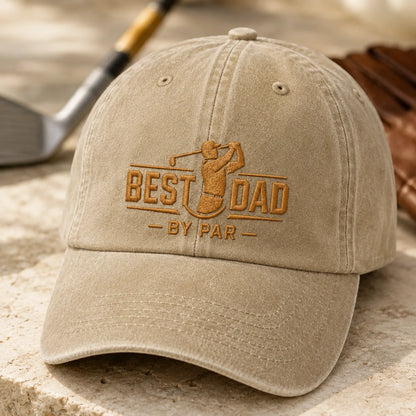 Best Dad By Par Golf Classic Washed Cap - washed cap - lifestyle