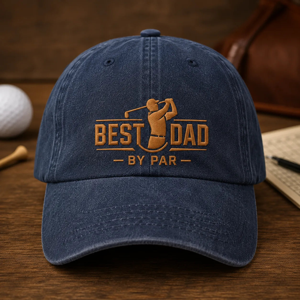 Best Dad By Par Golf Classic Washed Cap - washed cap - side view