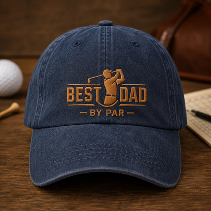 Best Dad By Par Golf Classic Washed Cap - washed cap - side view