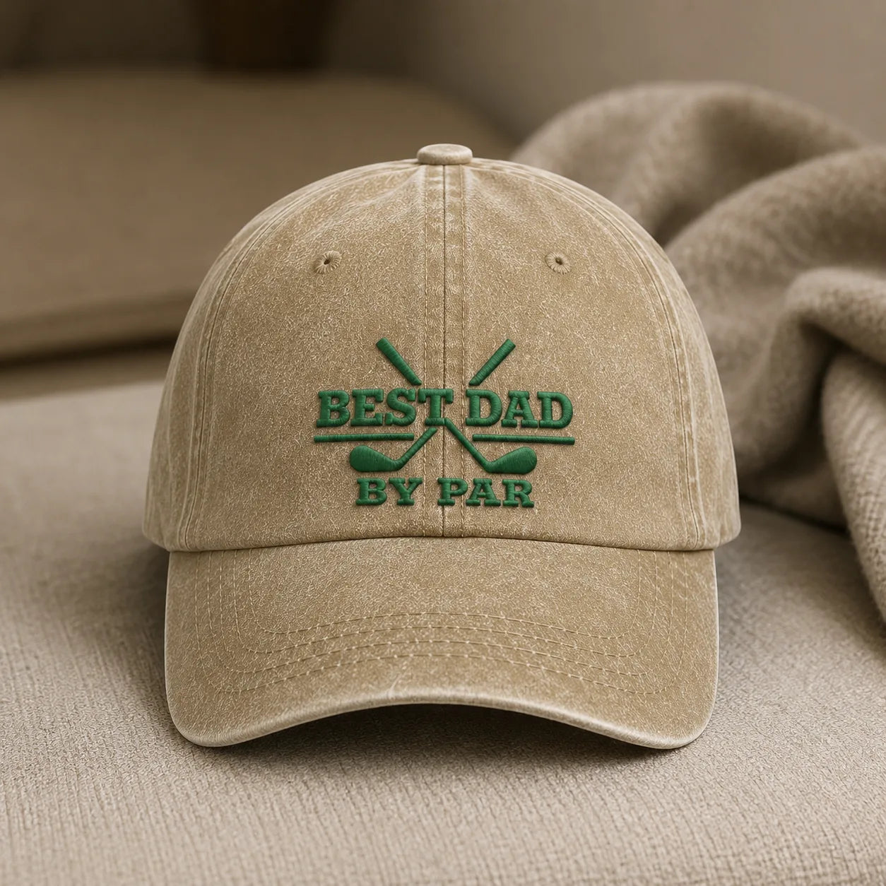 Best Dad By Par Golf Country Washed Cap - washed cap - front view