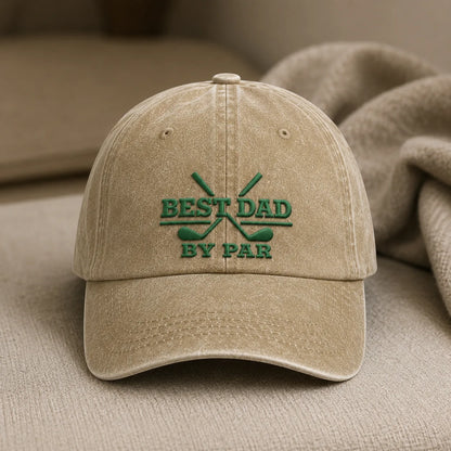 Best Dad By Par Golf Country Washed Cap - washed cap - front view