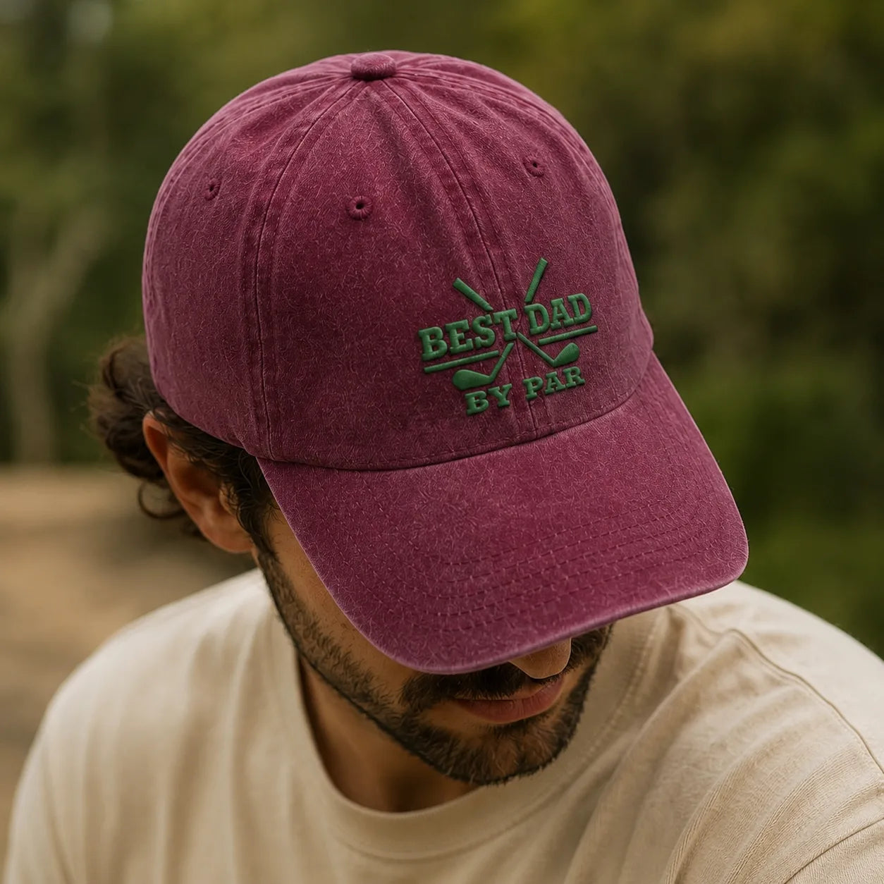 Best Dad By Par Golf Country Washed Cap - washed cap - side view