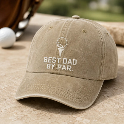 Best Dad By Par Golf Course Washed Cap - washed cap - side view