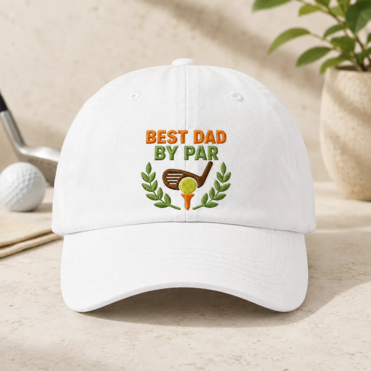 Best Dad By Par Golf Dad Washed Cap - washed cap - side view