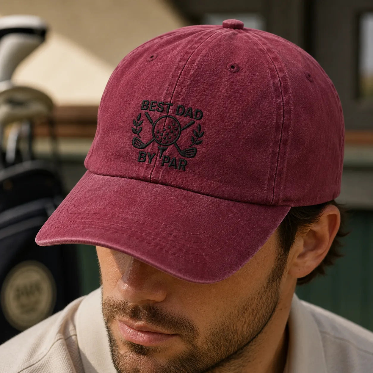 Best Dad By Par Golf Embroidered Washed Cap - washed cap - alternate angle