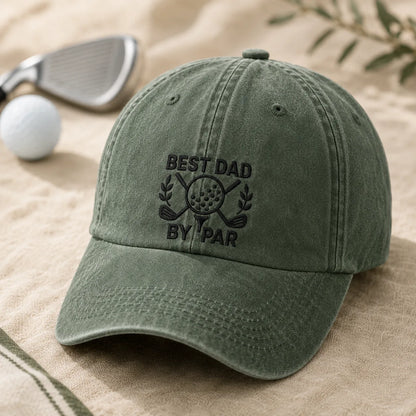 Best Dad By Par Golf Embroidered Washed Cap - washed cap - lifestyle