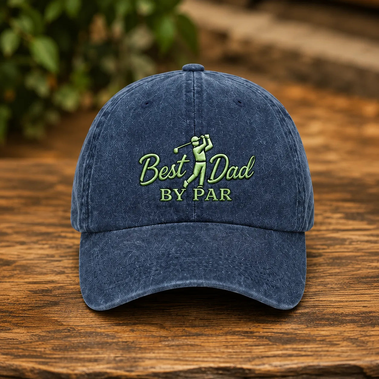 Best Dad By Par Golf Father Washed Cap - washed cap - detail