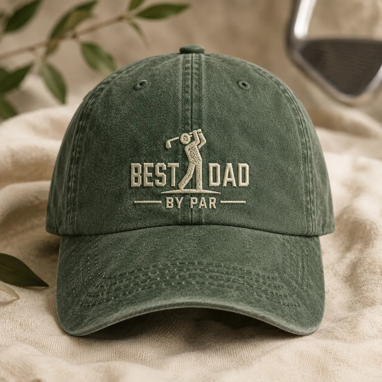 Best Dad By Par Golf Fathers Day Washed Cap - washed cap - alternate angle