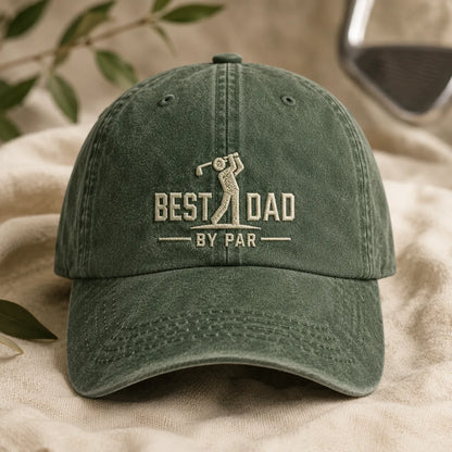 Best Dad By Par Golf Fathers Day Washed Cap - washed cap - alternate angle