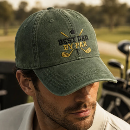 Best Dad By Par Golf Funny Father Washed Cap - washed cap - alternate angle