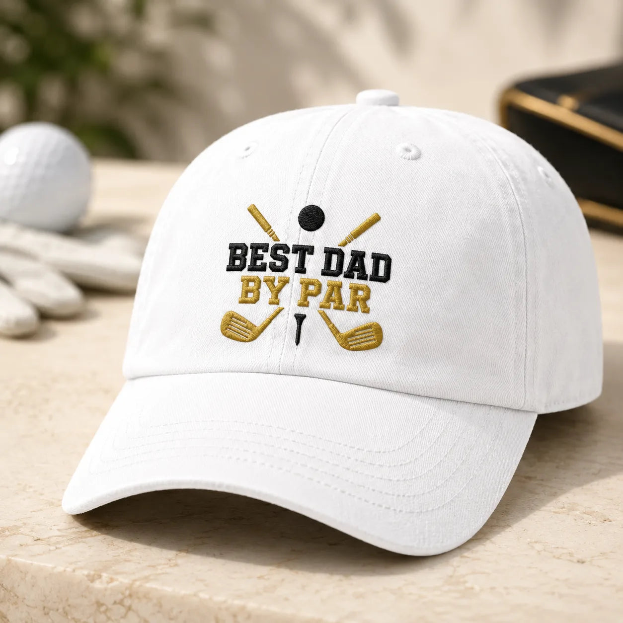 Best Dad By Par Golf Funny Father Washed Cap - washed cap - side view