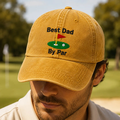 Best Dad By Par Golf Green Washed Cap - washed cap - alternate angle