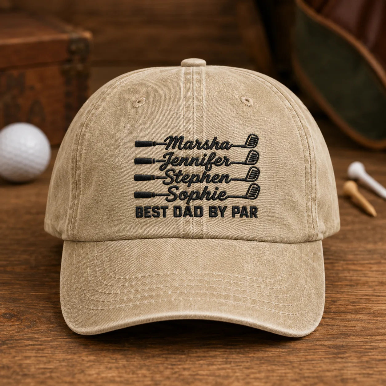 Best Dad By Par Golf Hat - washed cap - front view