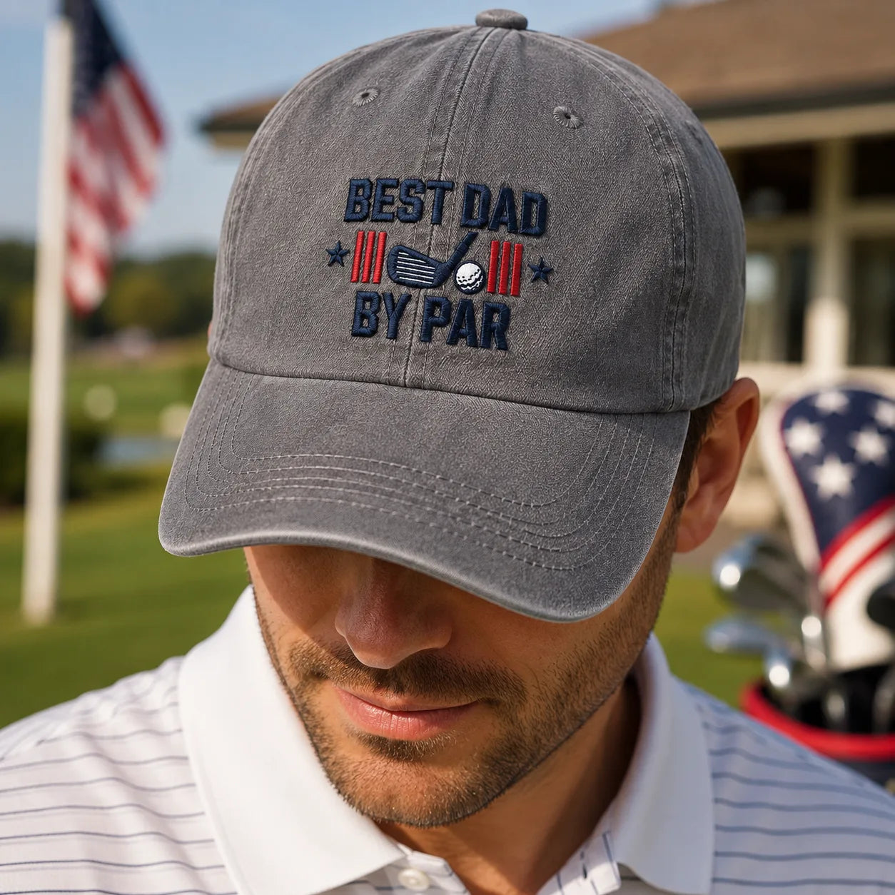 Best Dad By Par Golf Hat II - washed cap - detail