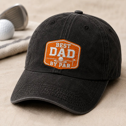 Best Dad By Par Golf Papa Washed Cap - washed cap - front view