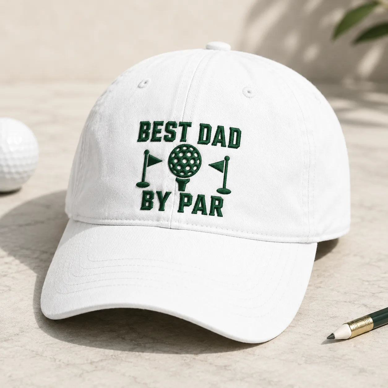 Best Dad By Par Golf Sportswear Washed Cap - washed cap - front view