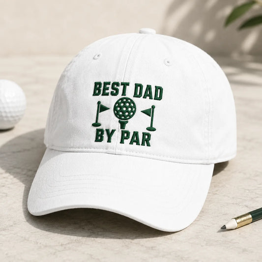 Best Dad By Par Golf Sportswear Washed Cap - washed cap - front view
