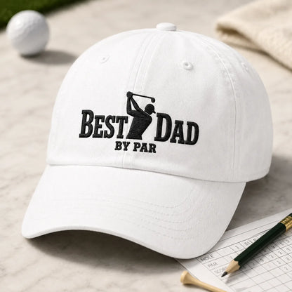 Best Dad By Par Golf Washed Cap - washed cap - detail