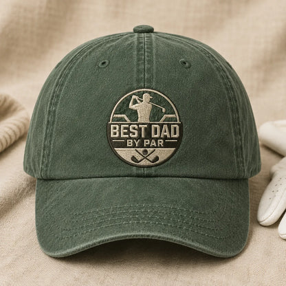 Best Dad By Par Headwear Washed Cap - washed cap - detail