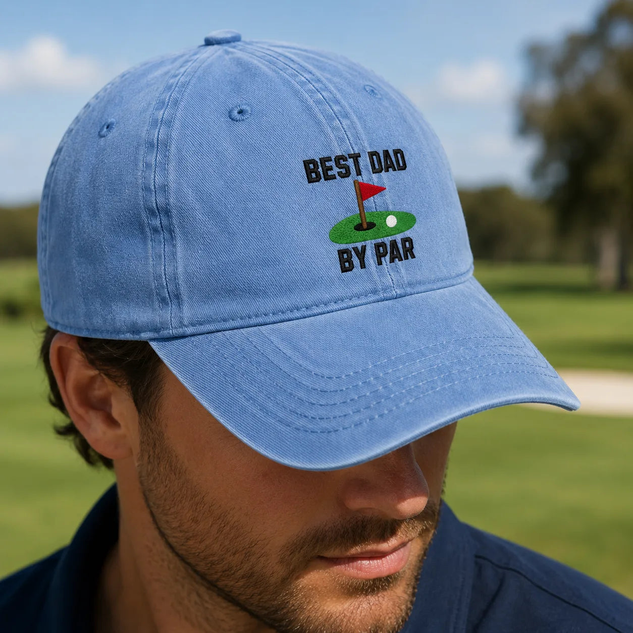 Best Dad By Par Lover Washed Cap - washed cap - detail