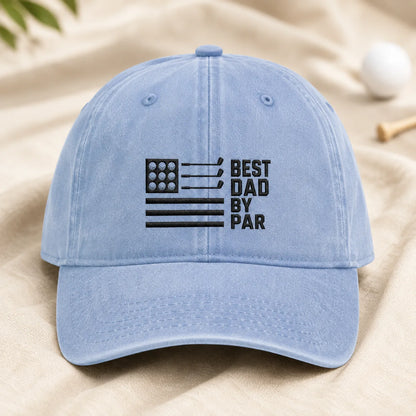Best Dad By Par Outing Washed Cap - washed cap - front view